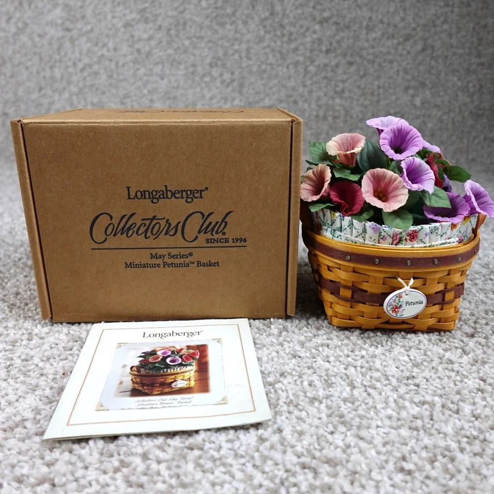 Longaberger 2007 Collectors Club May Series Miniature Petunia Basket Set Boxed